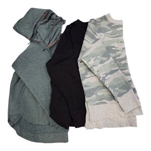 Lot Of 3 Longsleeve- Maurices Green w/hood, Time & True Black and Camo